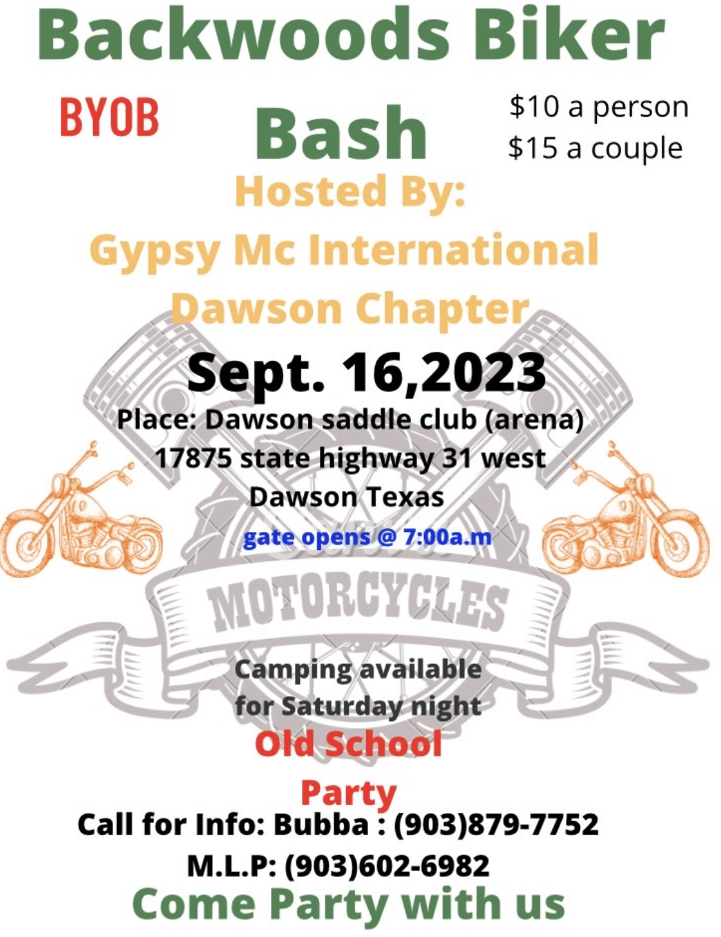 Gypsy MC Backwoods Biker Bash 2023 • Dawson, Texas